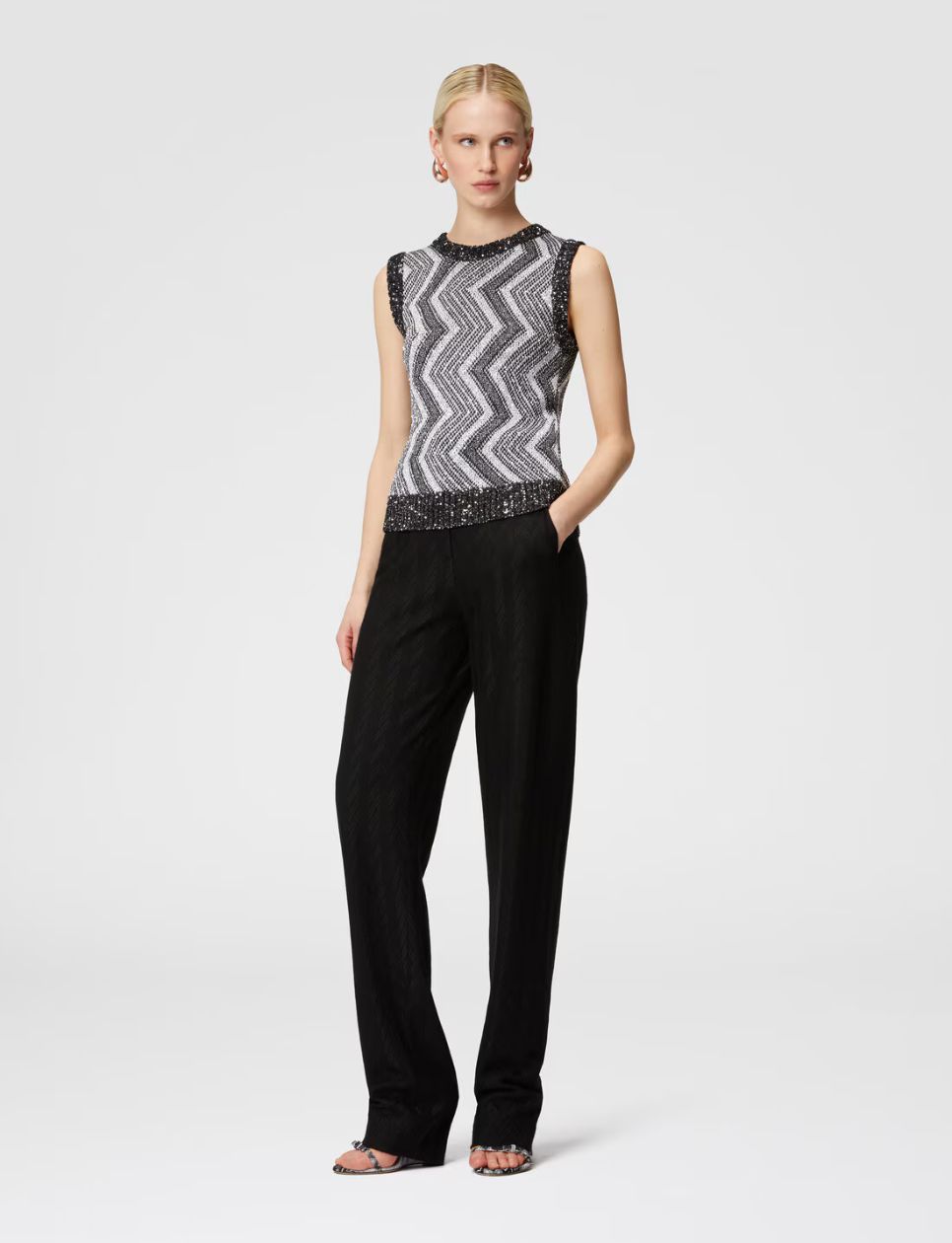 Missoni  Macro Zigzag and Sequins Vest Black Grey