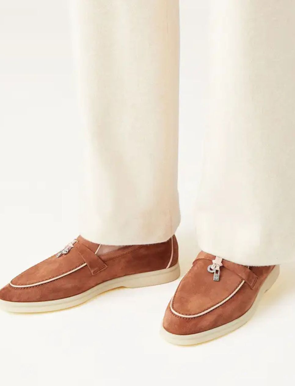 Loro Piana  Summer Charms Walk Loafers Suede Rocky Road