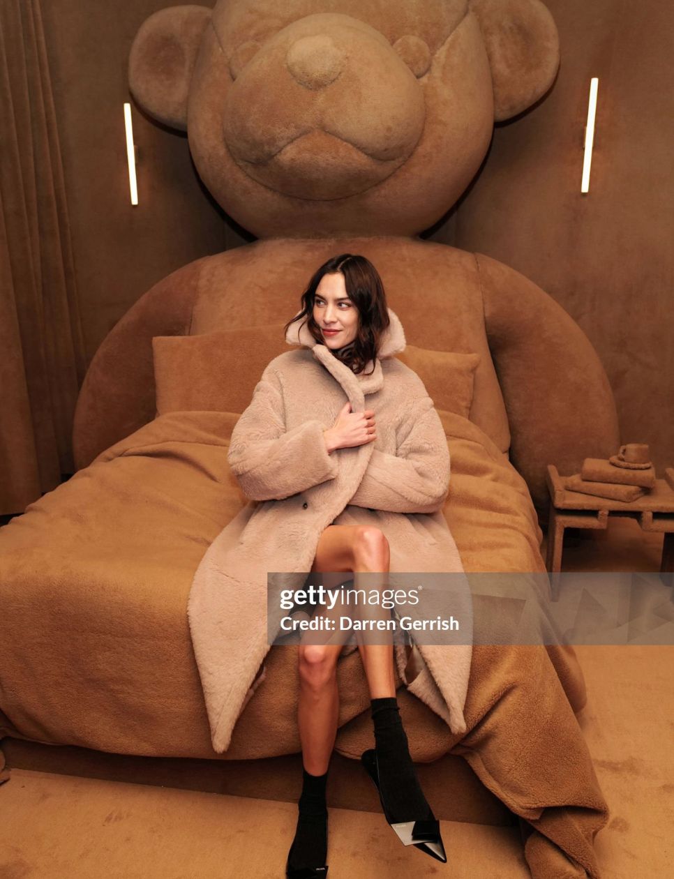 Alexa Chung attends Max Mara Fluffy Residence in Covent Garden celebrating the Teddy Bear Coat 10th Anniversary on December 15, 2023 in London, England. (Photo by Darren Gerrish/WireImage for Max Mara)