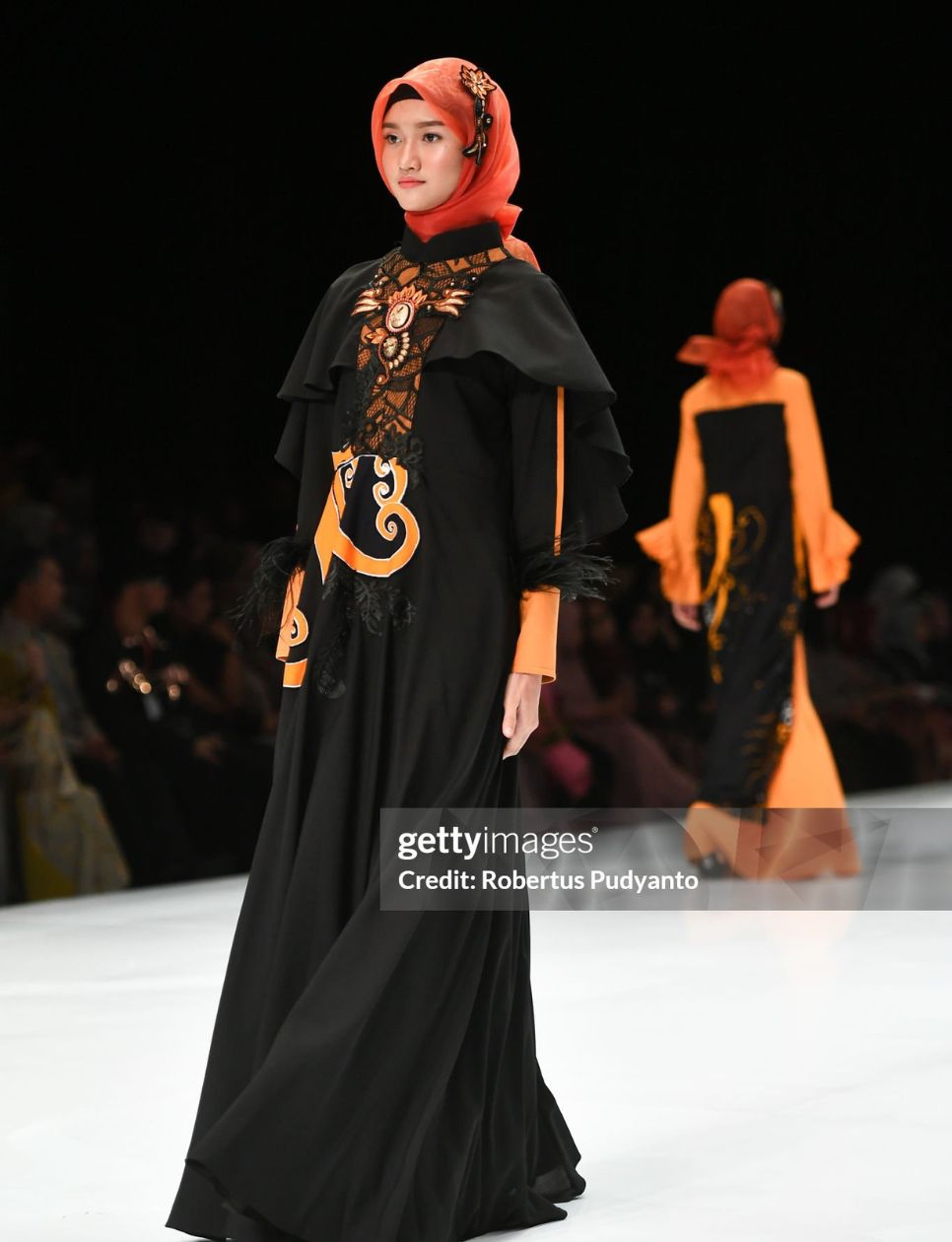 Models showcase designs on the runway during the Lia Afif show as part of Indonesia Fashion Week 2019 on March 28, 2019 in Jakarta, Indonesia. (Photo by Robertus Pudyanto/Getty Images)