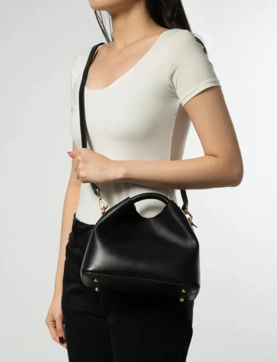 Elleme Baozi Pebbled Leather Dumpling Bag Black