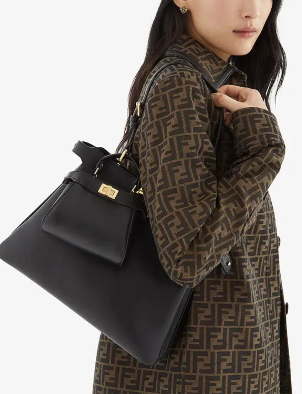 6. Fendi Peekaboo Soft Medium Leather Bag Black