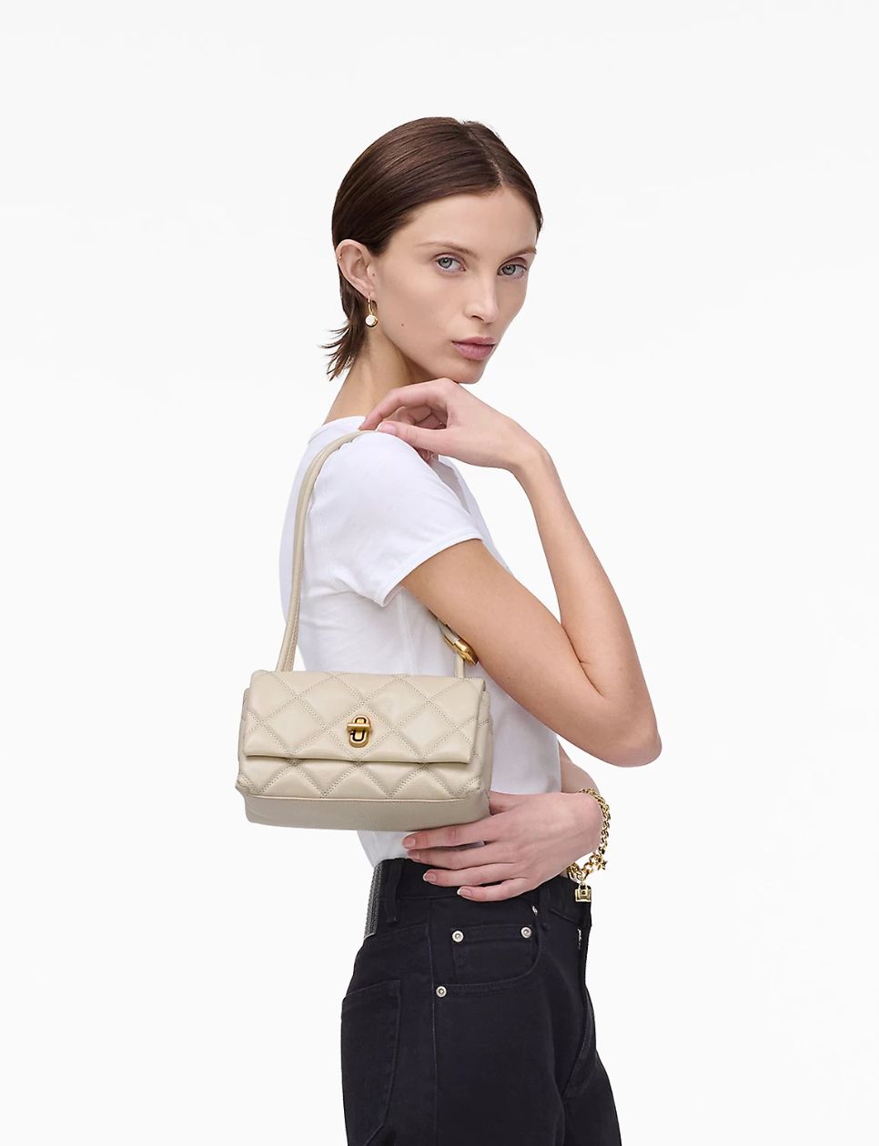 7. Marc Jacobs The Quilted Mini Dual Shoulder Bag Cloud White