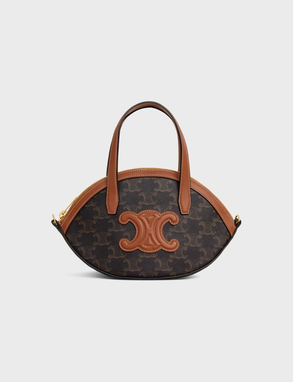 2. Celine Triomphe Canvas and Calfskin Oval Bag