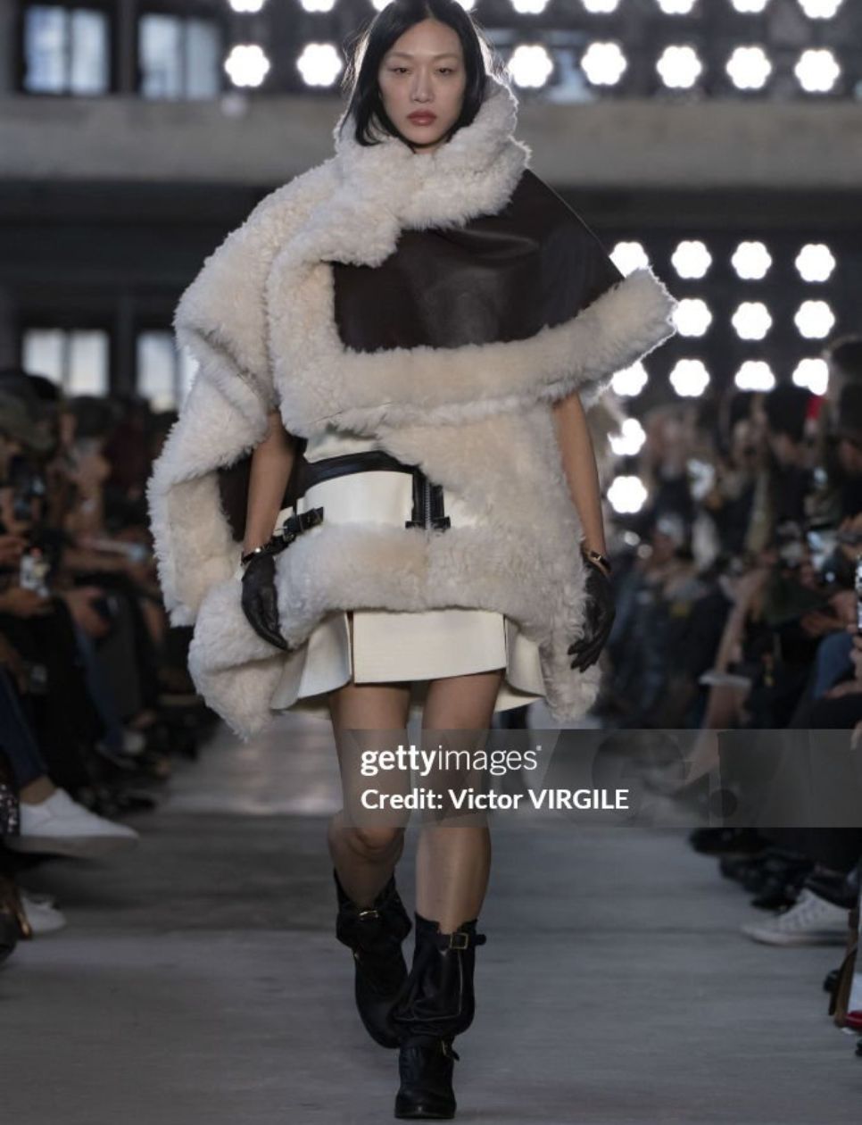 A model walks the runway during the Sacai Ready to Wear Fall/Winter 2025-2026 fashion show as part of the Paris Fashion Week on March 10, 2025 in Paris, France. (Photo by Victor VIRGILE/Gamma-Rapho via Getty Images)