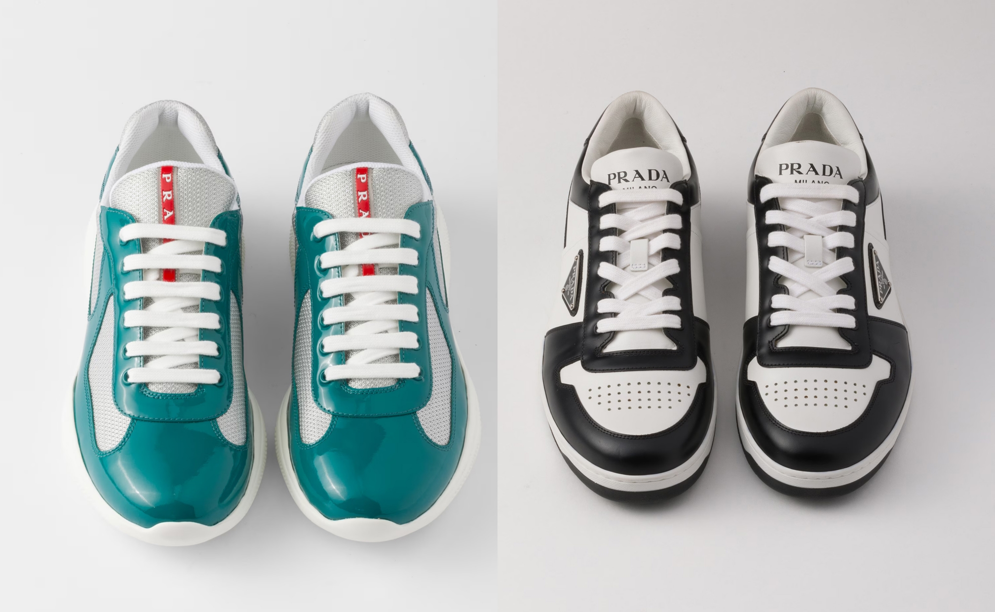 Tongue sneaker Prada (Sumber foto: https://www.prada.com/ dan https://www.prada.com/)