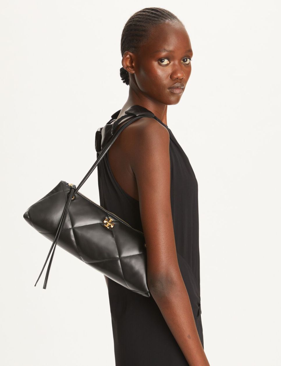 5. Tory Burch Kira Diamond Quilt East/West Shoulder Bag Black