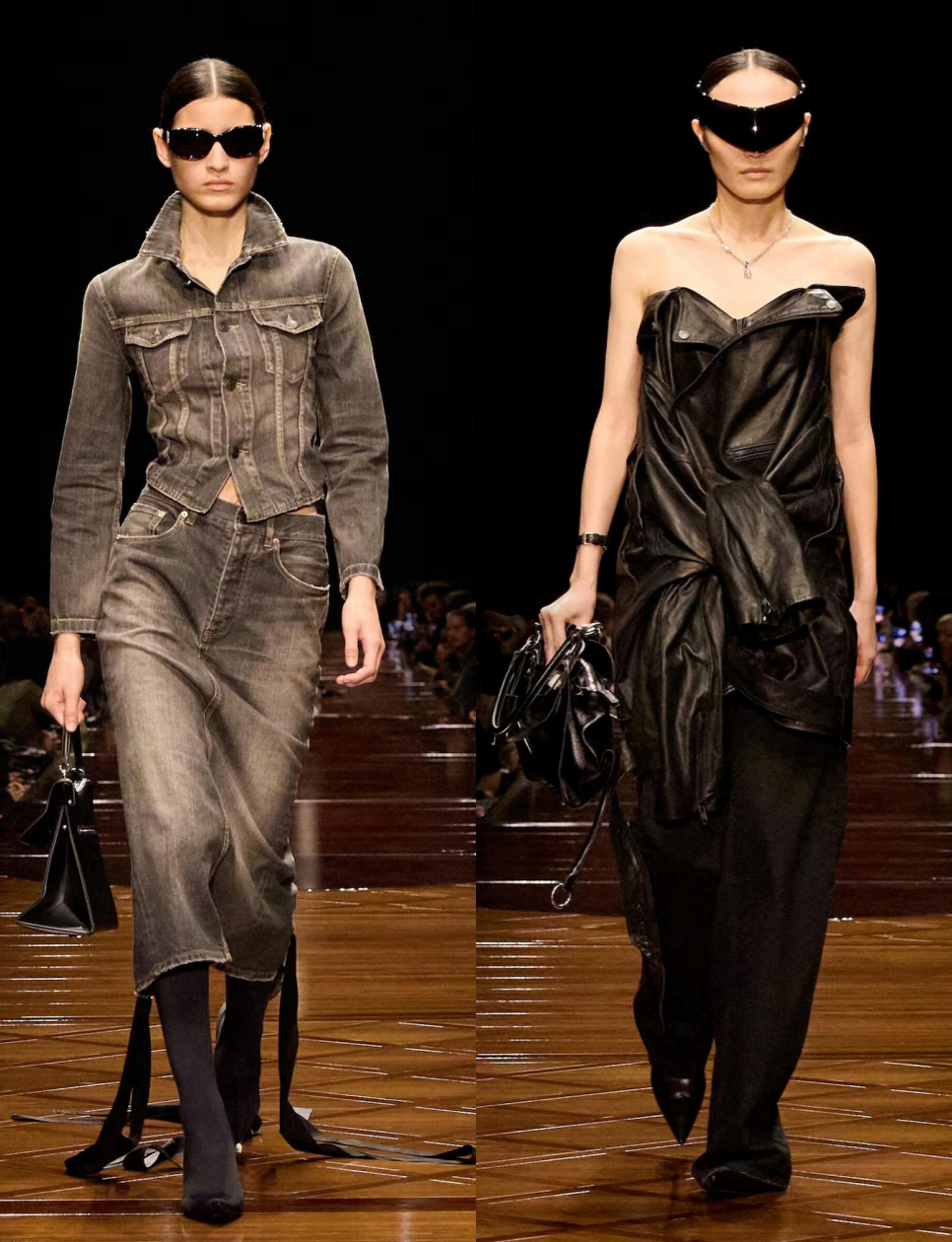 Model mengenakan kreasi Balenciaga untuk Spring/Summer 2025