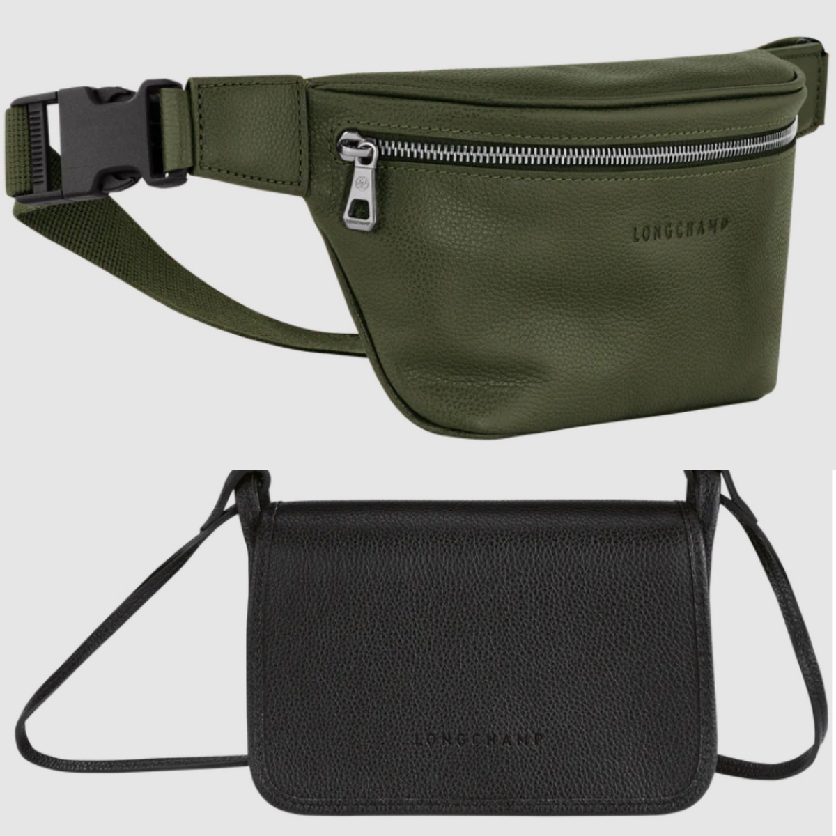 Belf belt dan clutch (Sumber foto: https://longchamp.co.id/ dan https://longchamp.co.id/