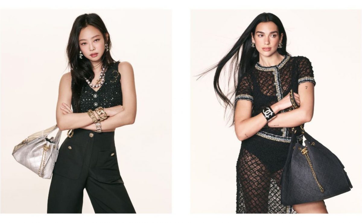 Jennie & Dua Lipa Star In the New Chanel 25 Handbag Campaign (sumber: https://www.ellecanada.com/fashion/chanel-25-handbag-jennie-dua-lipa-campaign)