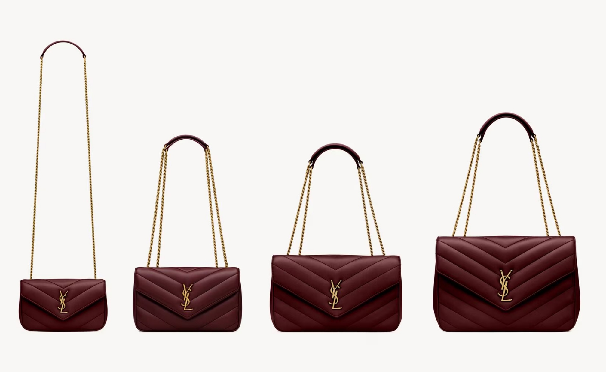 Ukuran yang available pada tas Saint Laurent Loulou (Mini, Small, Medium, dan Large)