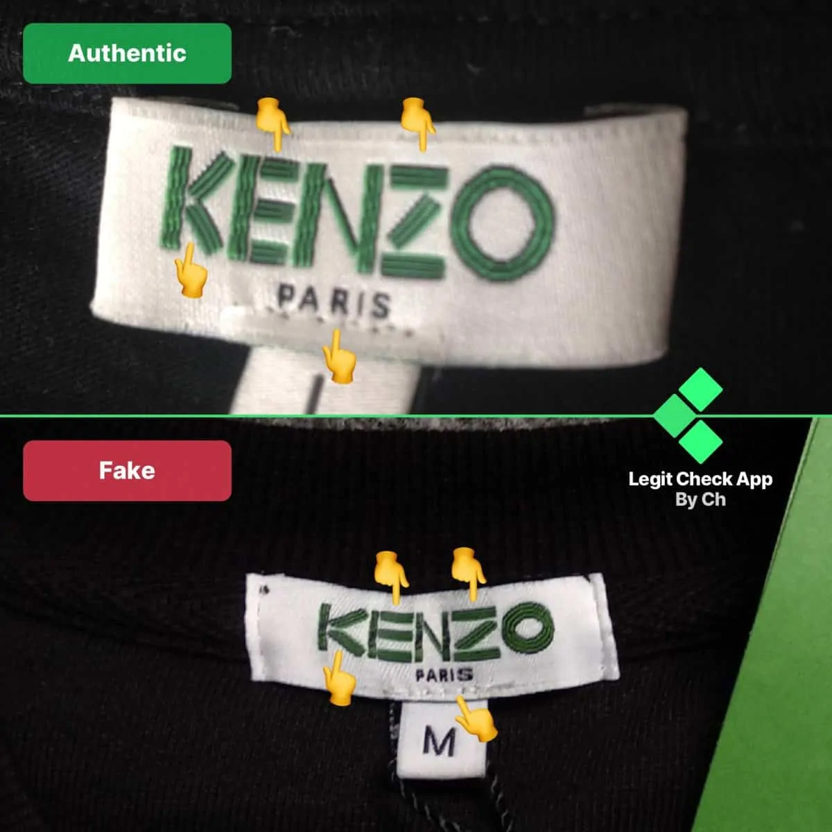 Perbandingan neck tag (Sumber foto: https://legitcheck.app/)