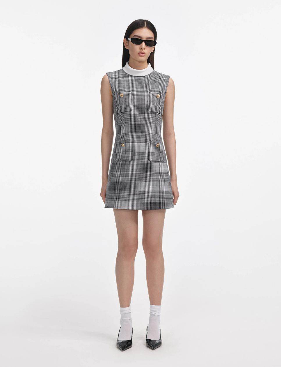 2. Self-Potrait Sleeveless Prince Of Wales Check Mini Dress