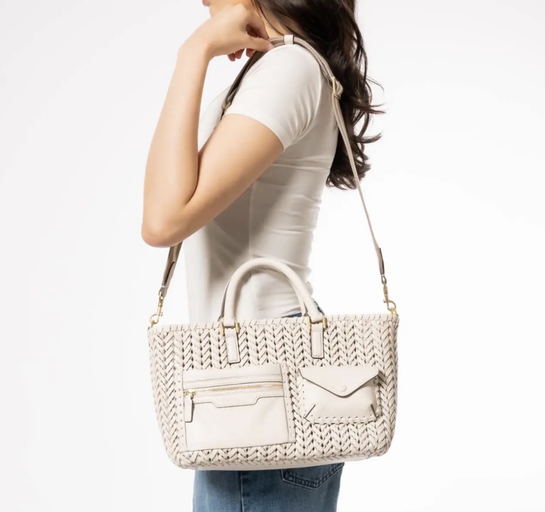 7. Anya Hindmarch Neeson Pocket Small Crossbody Tote Chalk