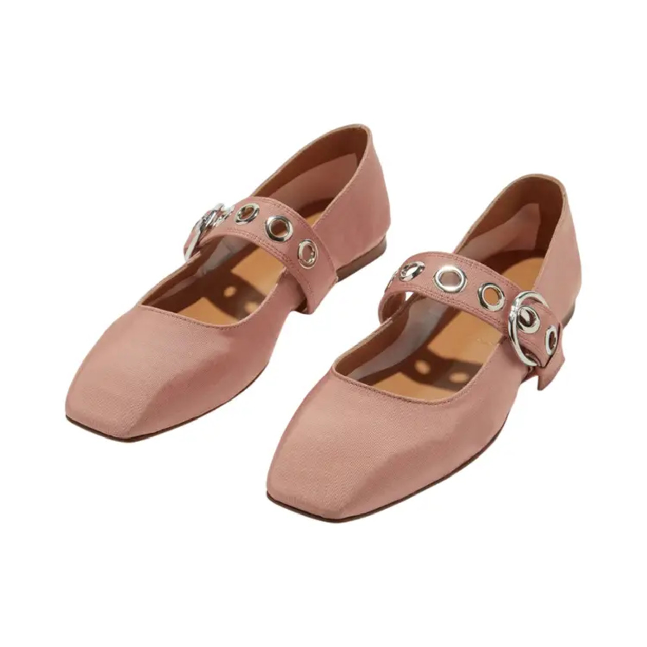 11. Aeyde Uma Eyelet Grosgrain Mary Jane Flat Coral