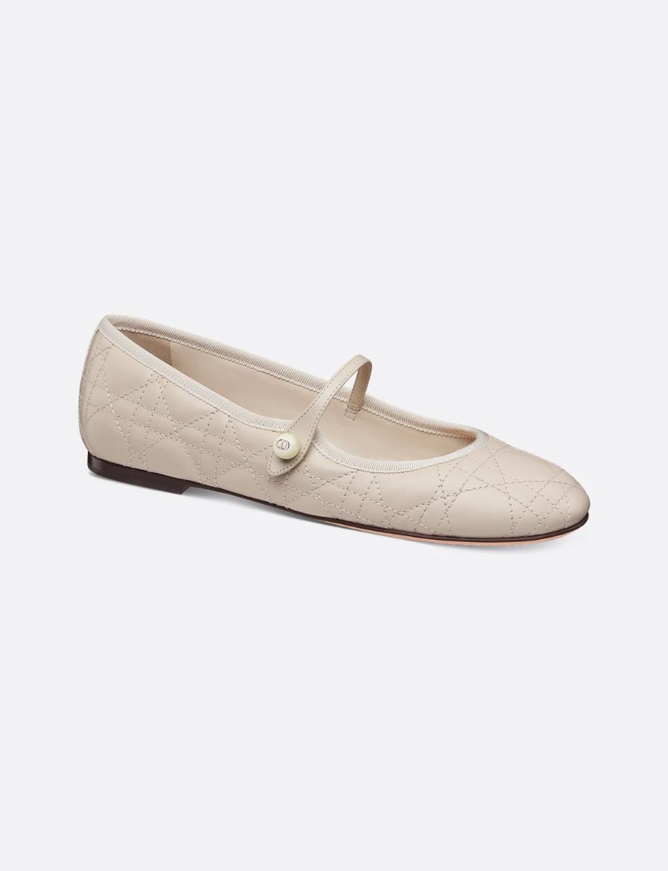 12. Christian Dior D’Ballet Flat Strap Quilted Cannage Calfskin Light Biscuit