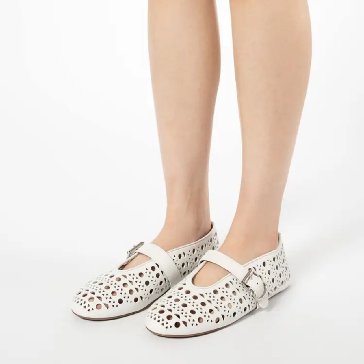 1. Alaïa Vienne Lambskin Ballerina Flats White