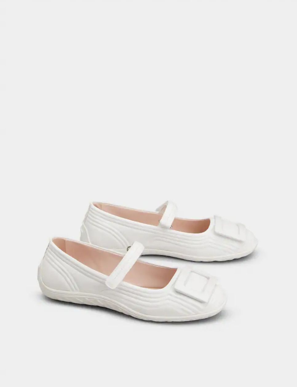 3. Roger Vivier Viv Low Leather Mary Janes White