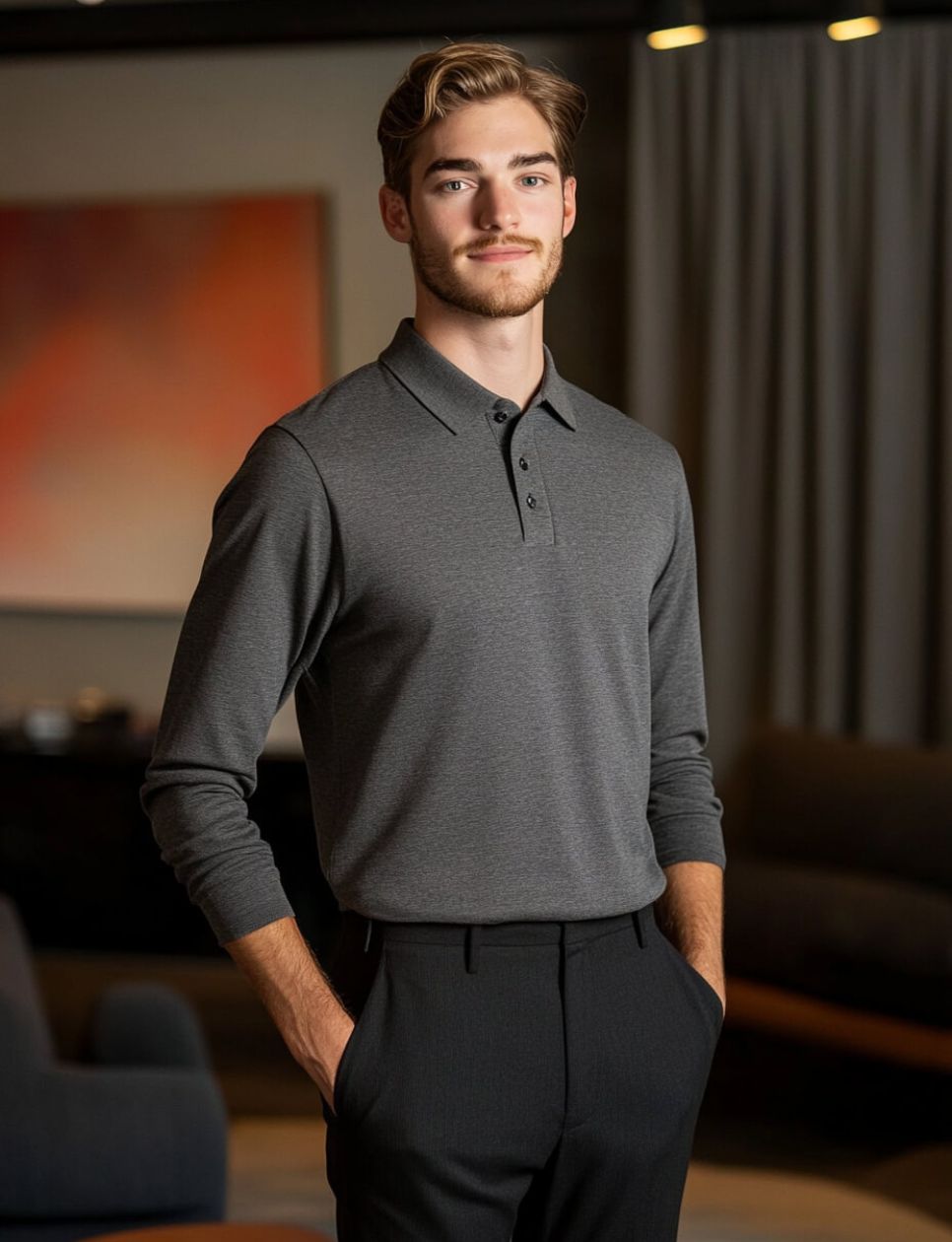 9. Long Sleeve Polo Elegance