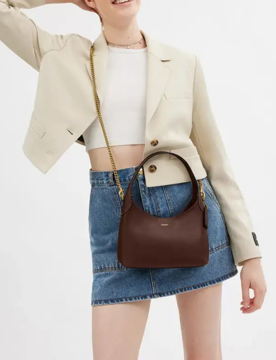 14. Coach Brooklyn Shoulder Bag 23 Leather Maple