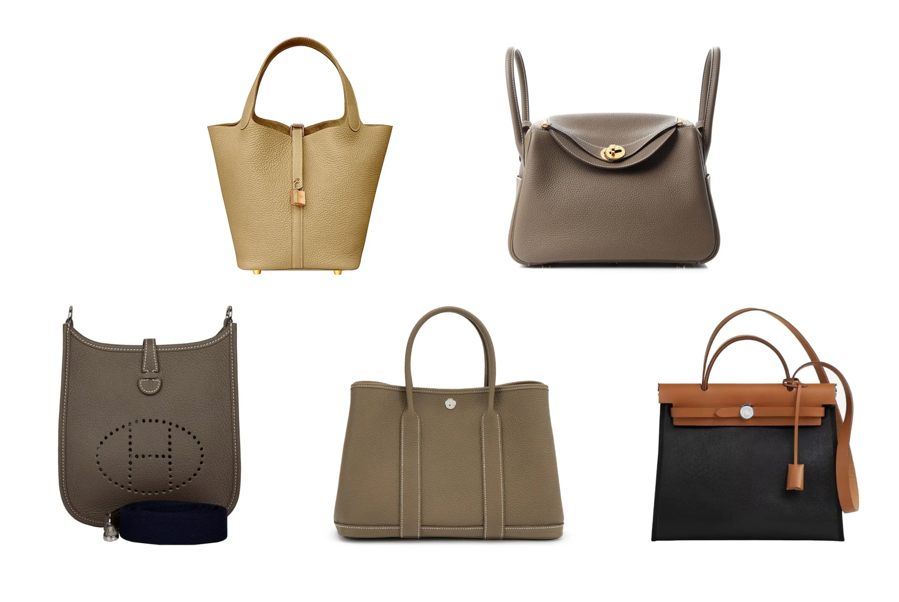 Model tas Hermès Evelyne, Garden Party, Herbag, Picotin, Lindy