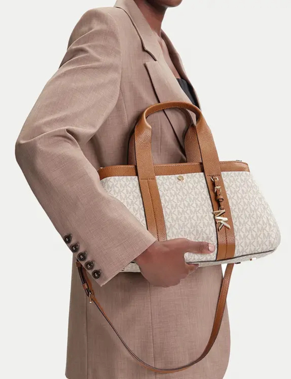 4. Michael Kors Romee Small Signature Logo Satchel 