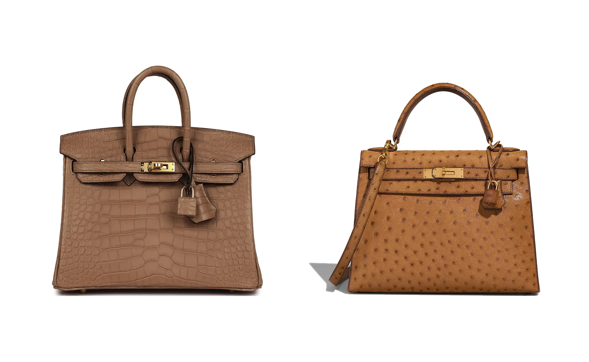 Hermès Birkin 25 Alezan Retourne Matte Alligator, Kelly Ostrich gold