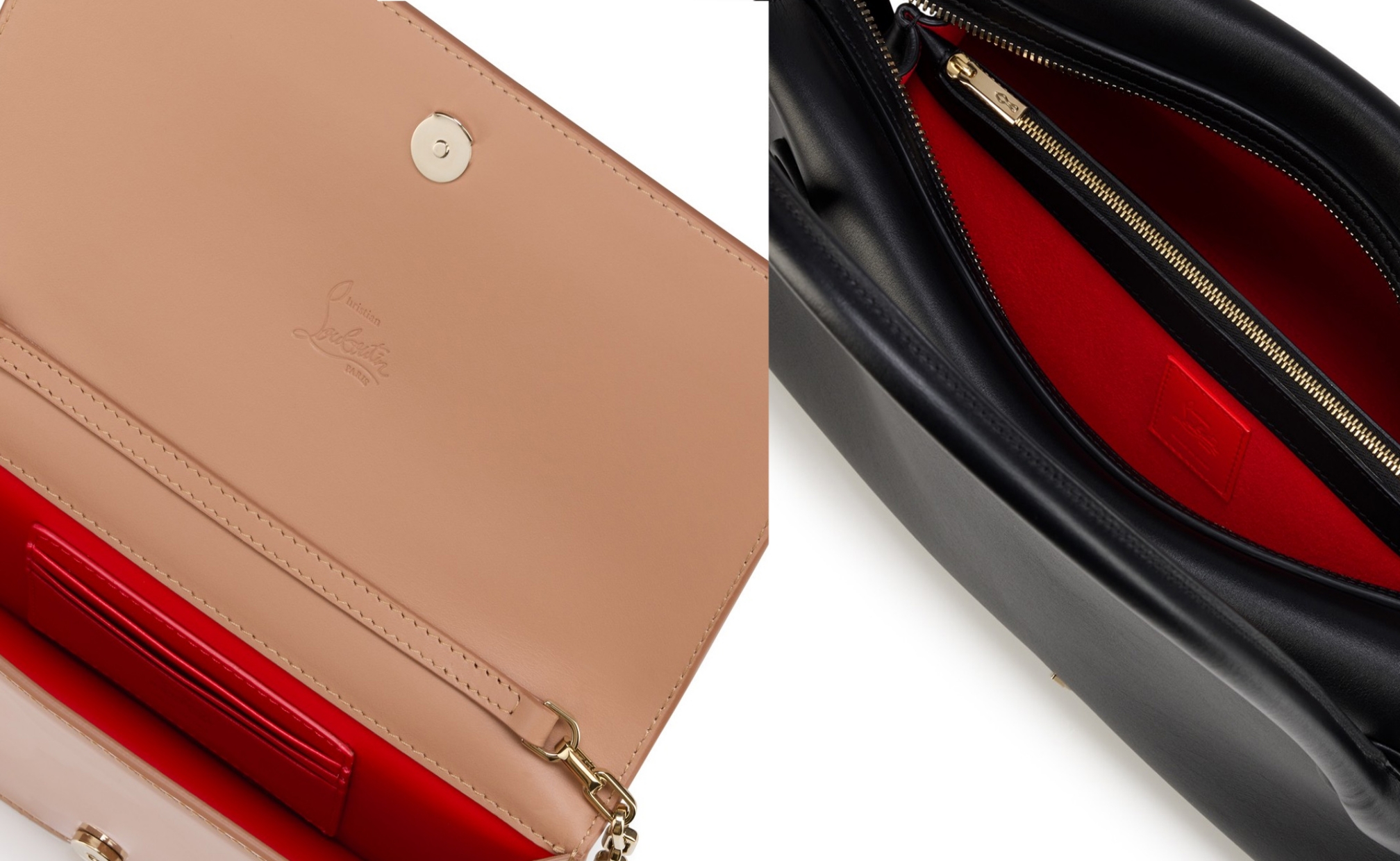 Logo pada bagian interior (Sumber foto: us.christianlouboutin.com dan us.christianlouboutin.com)