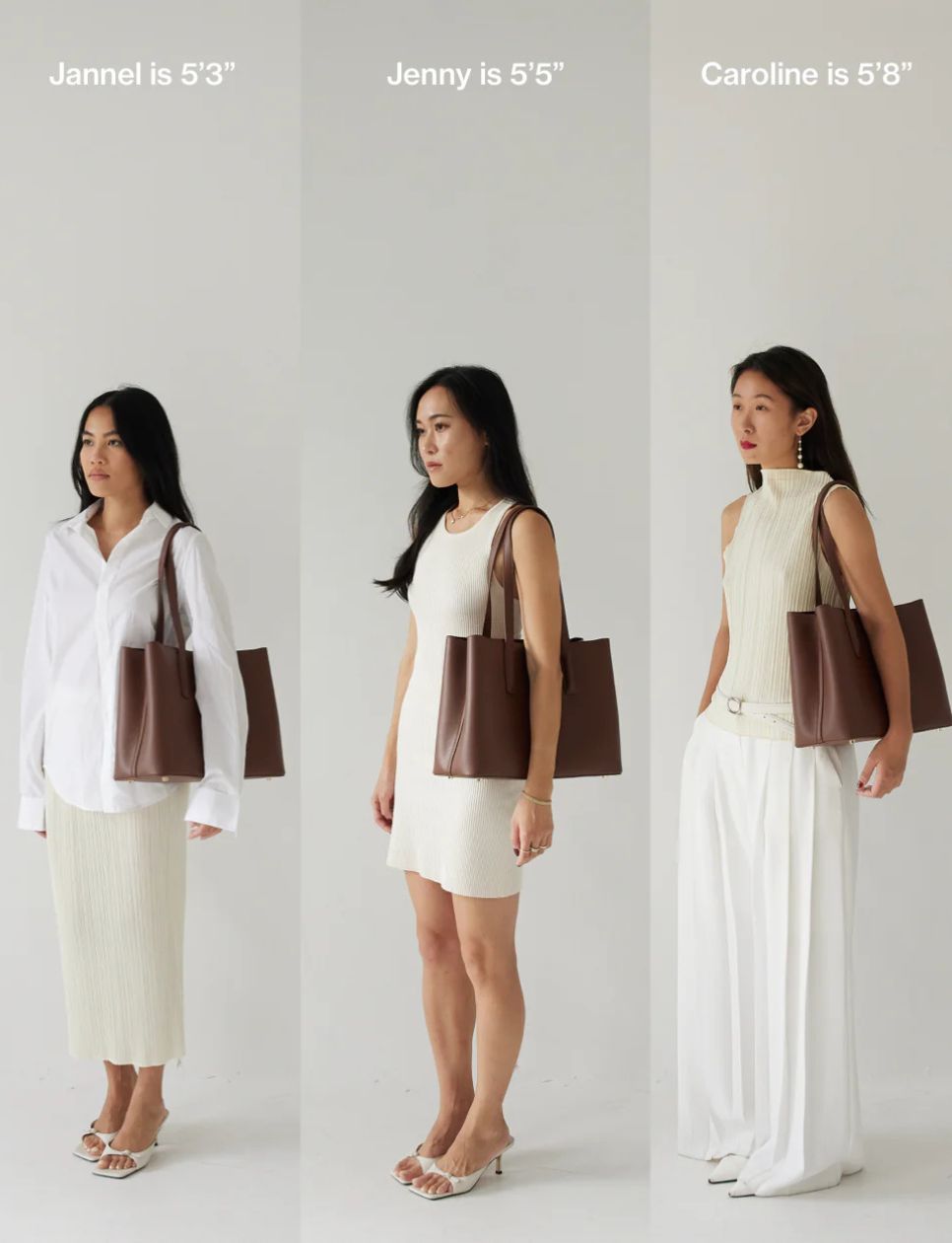 Linnea Tote dengan perbandingan tinggi pengguna (sumber gambar: frejanyc.com)