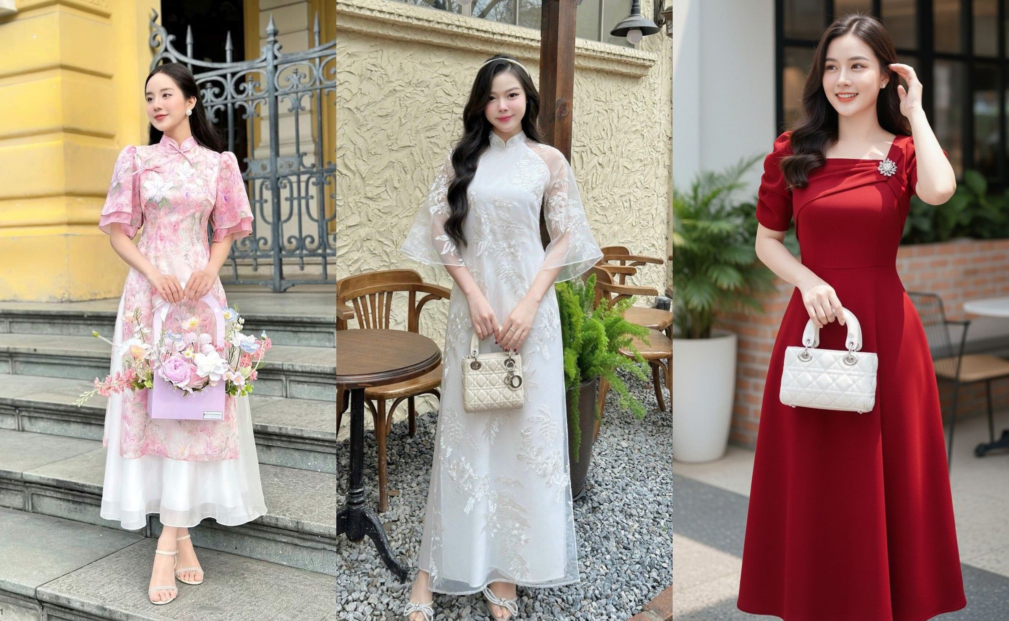 Inspirasi outfit Imlek 2026 (sumber gambar: https://in.pinterest.com/pin/7881368095241515, https://in.pinterest.com/pin/684687949635044430/, dan https://id.pinterest.com/pin/826832812878030040/)