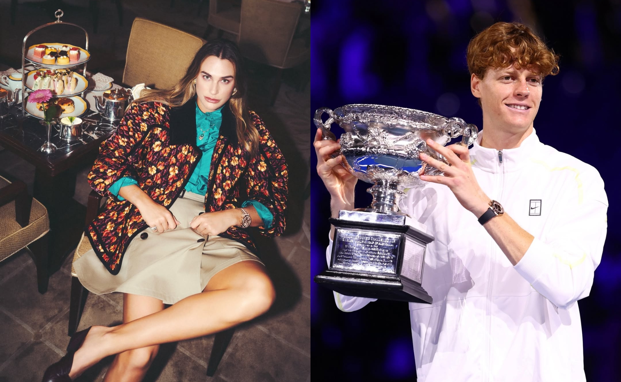 Aryna Sabalenka dan Jannik Sinner, brand ambassador Gucci (sumber gambar: instagram.com/arynasabalenka dan instagram.com/janniksin)