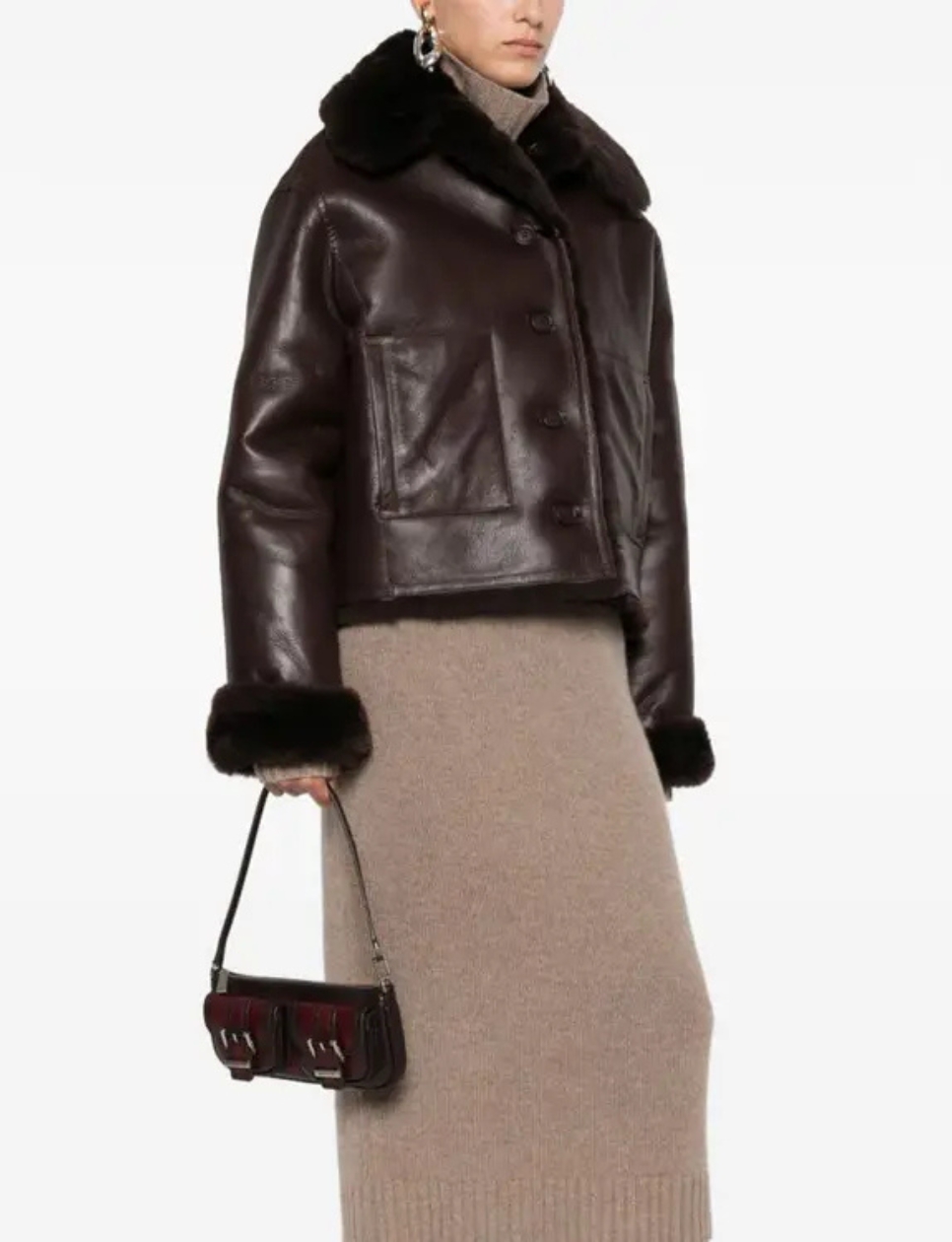 11. Michael Kors Zoe Small Burnished Leather Pochette Oxblood