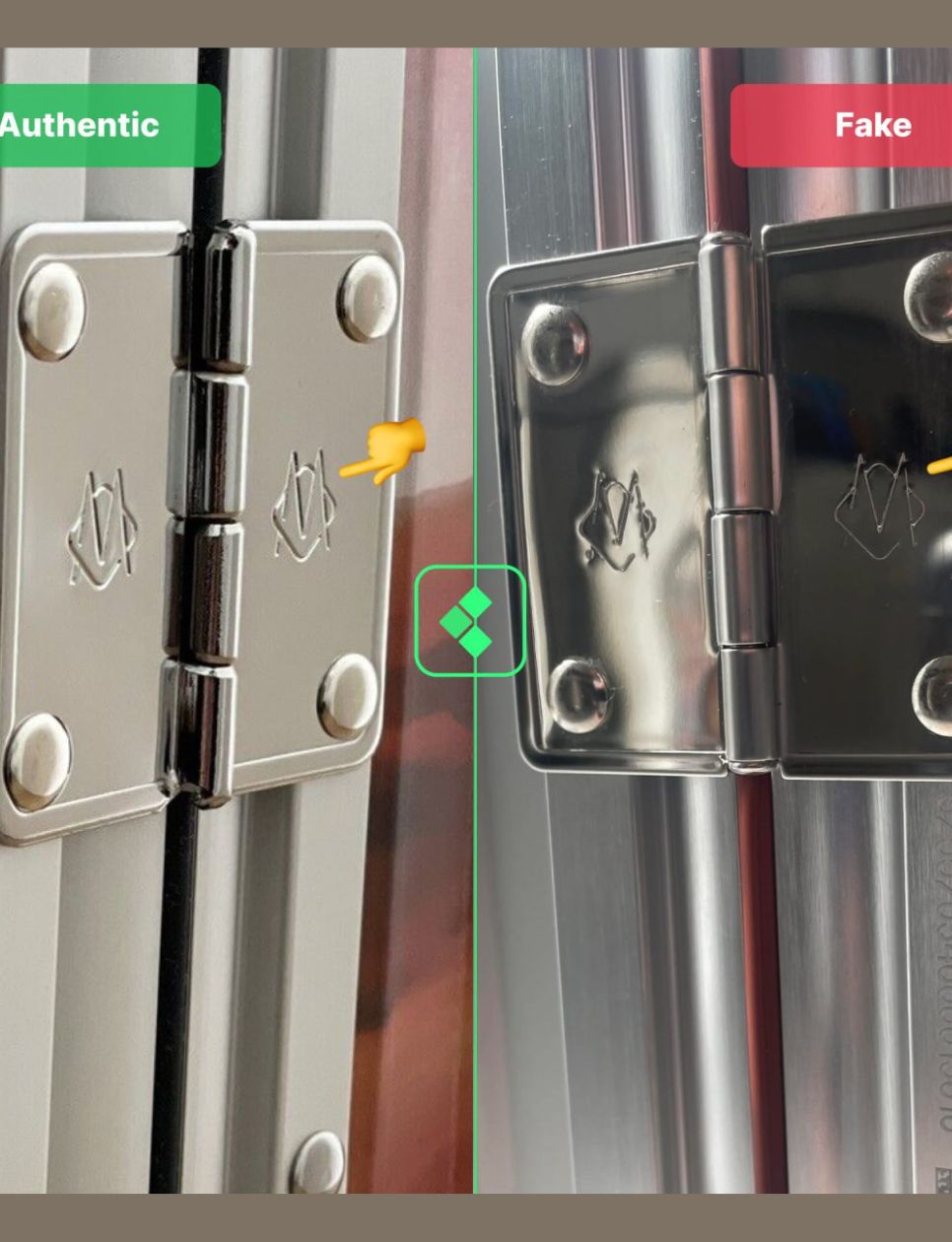 5. Logo pada Bagian Engsel di Sisi Koper