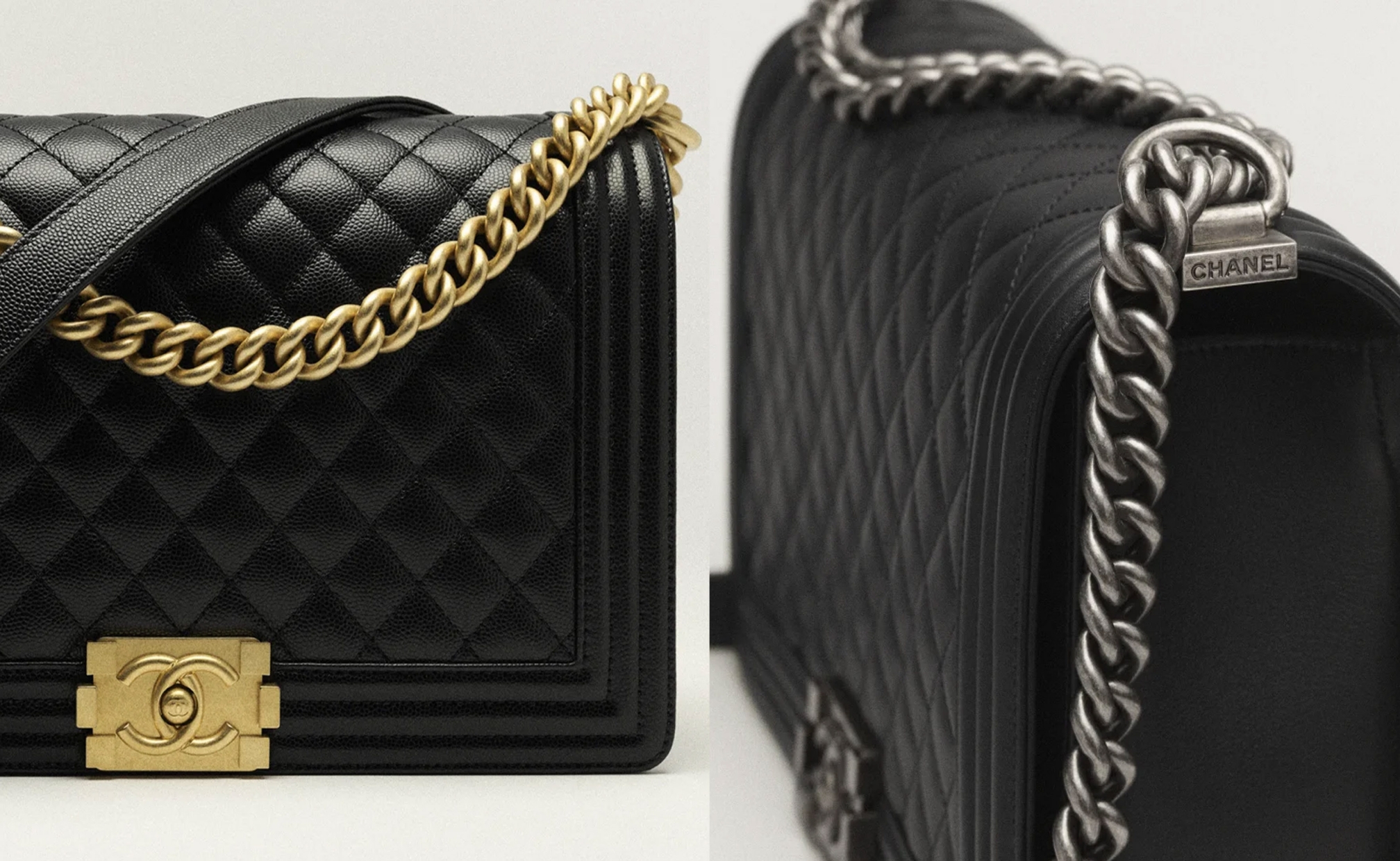 Hardware pada tas (Sumber foto: www.chanel.com dan www.chanel.com)