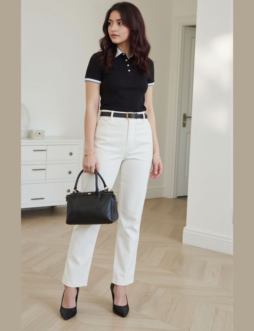 8. Polo Shirt dan Pumps