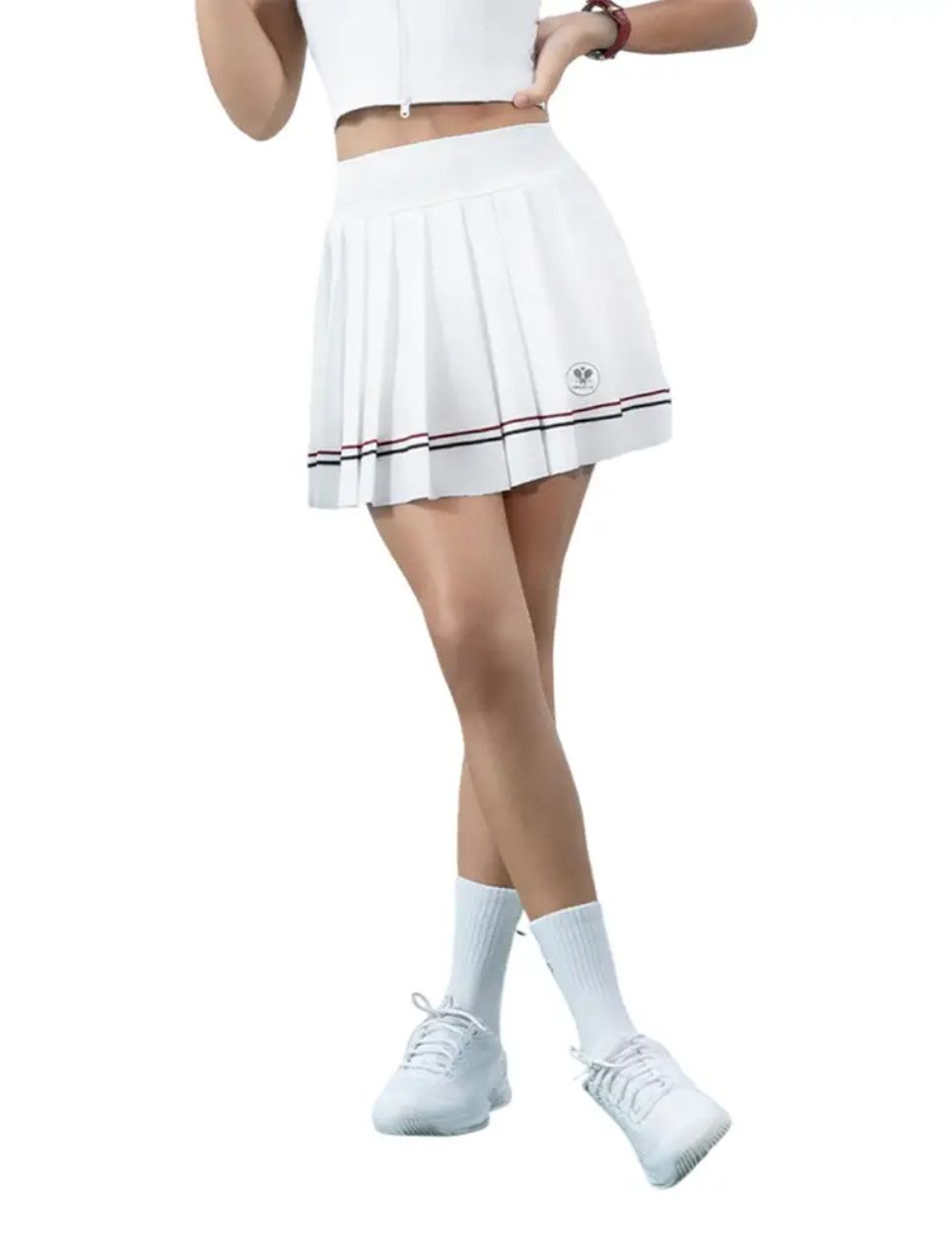 1. Pom Pêche Tanya Pleated Tennis Skirt White