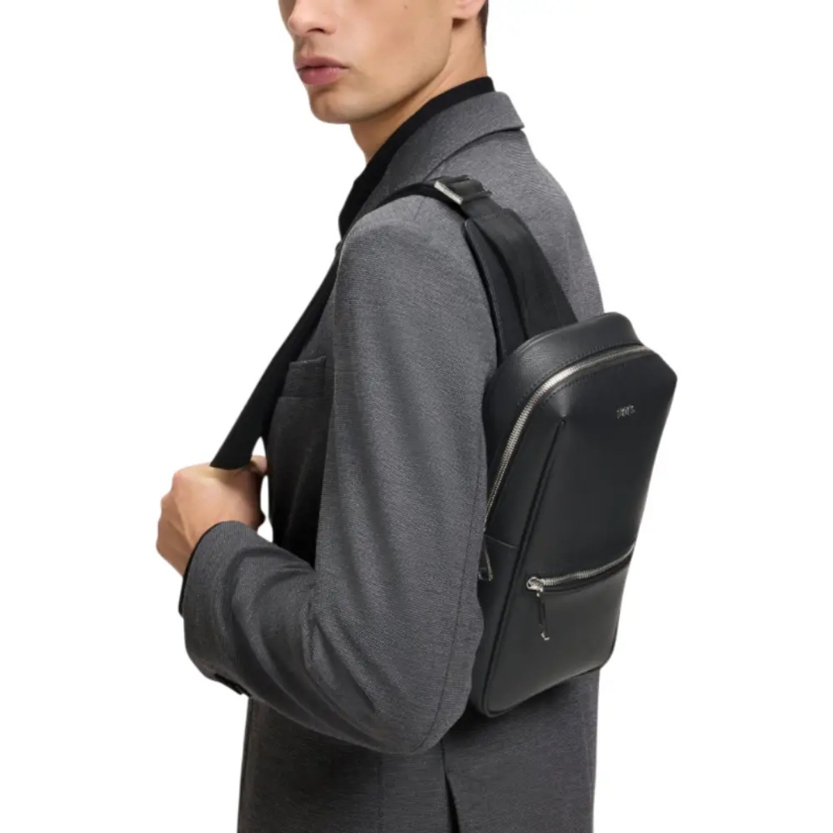 9. Hugo Boss Daxter Sling Bag Bonded Leather Black