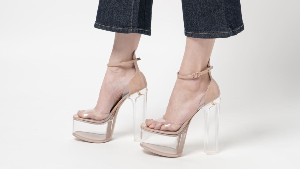 Public desire trance on sale blush clear detail sandals