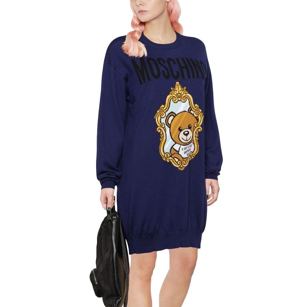 Moschino - Teddy Mirror Knit Dress Navy