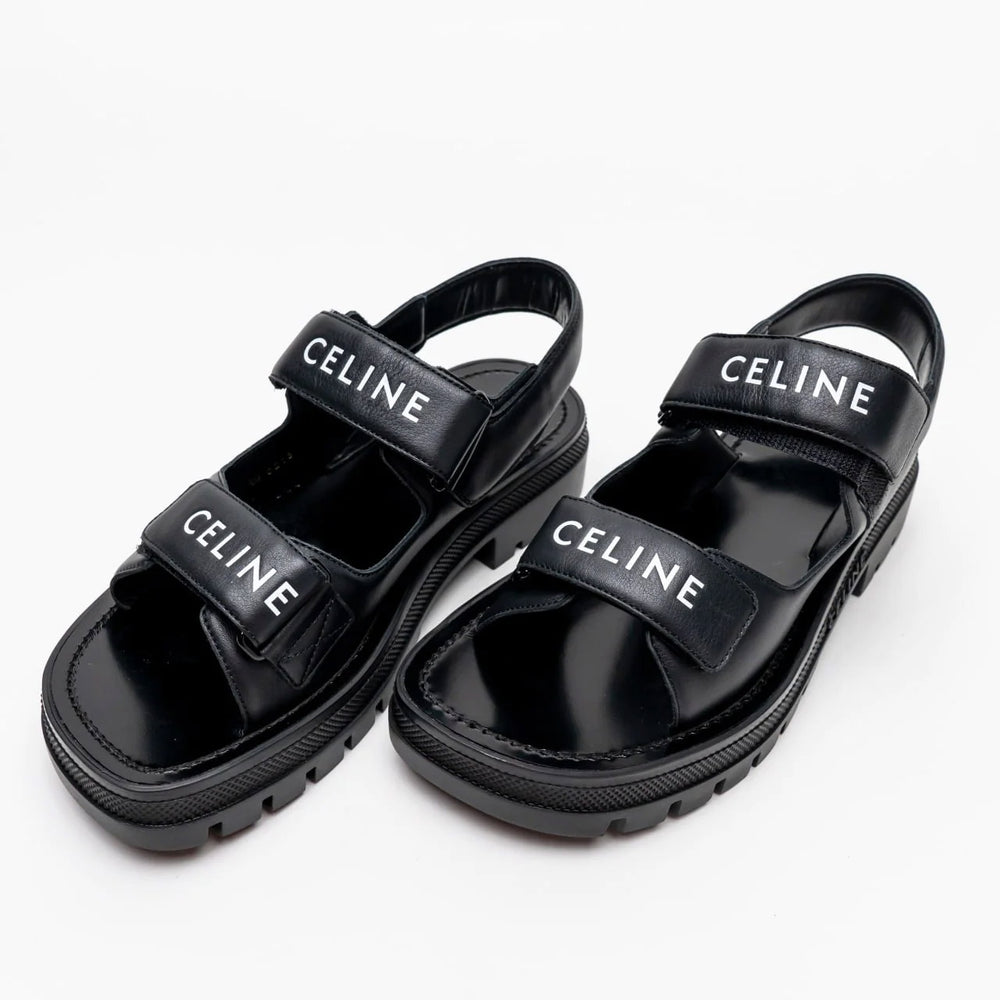 Celine Leo Scratches Sandal Calfskin Black