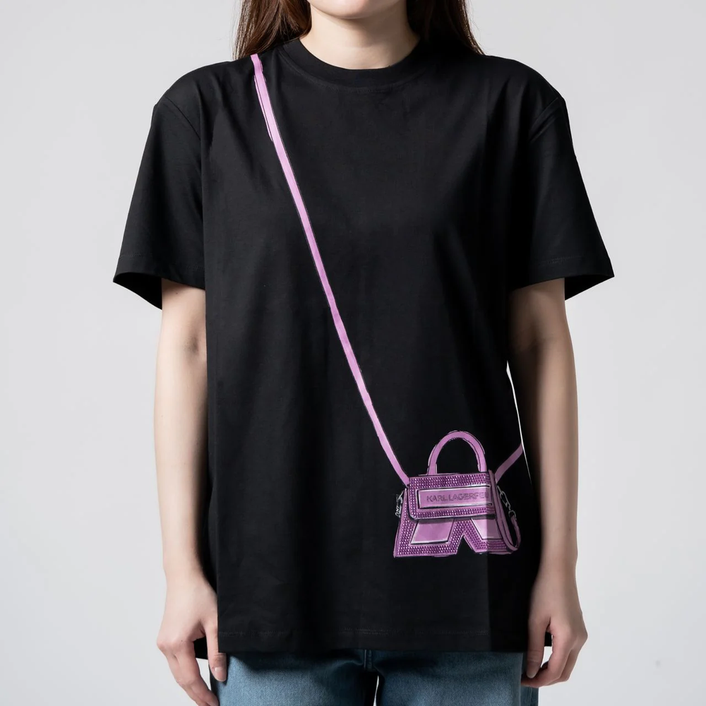 Karl Lagerfeld Ikon K Crossbody Bag Print T-Shirt Black