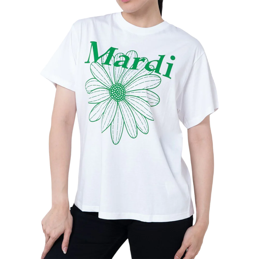 Mardi Mercredi Flower M Logo Oversized T-Shirt White Green