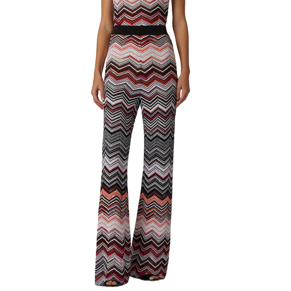 Missoni Viscose Chevron Trousers with Sequins Black Pink White