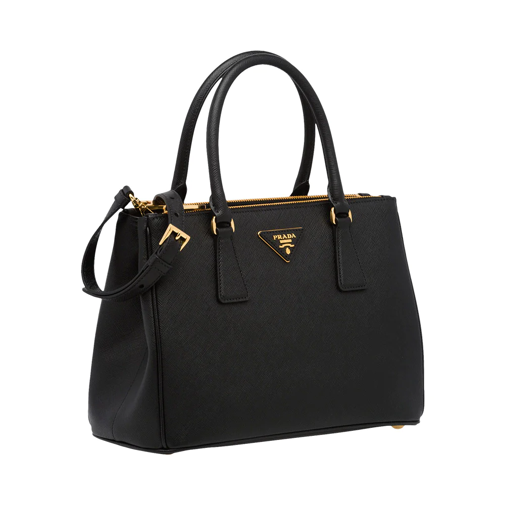 Prada Galleria Saffiano Leather Medium Bag Black Ghw