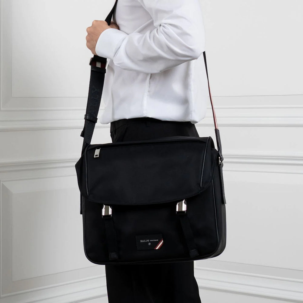 Bally Fabro Techno Nylon Messenger Bag Black