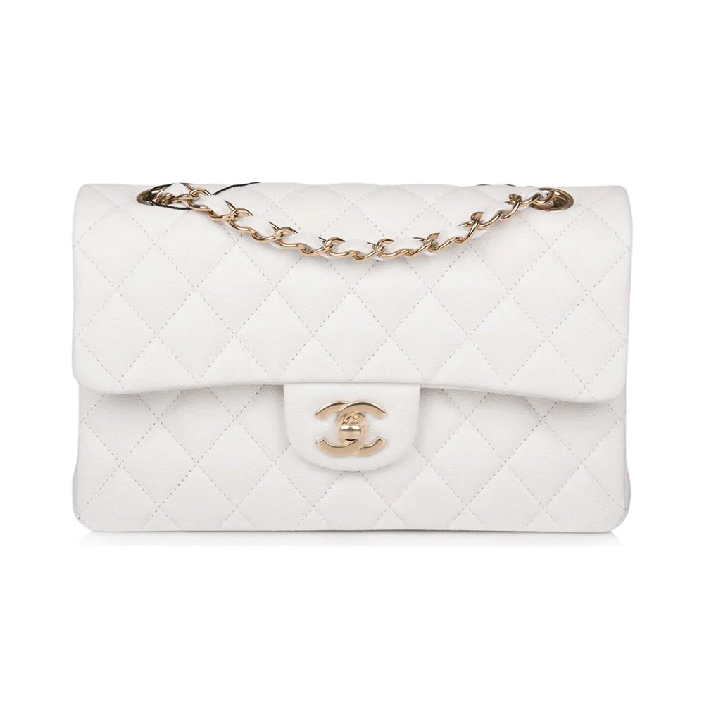 Chanel Small Classic Handbag White Caviar LGhw