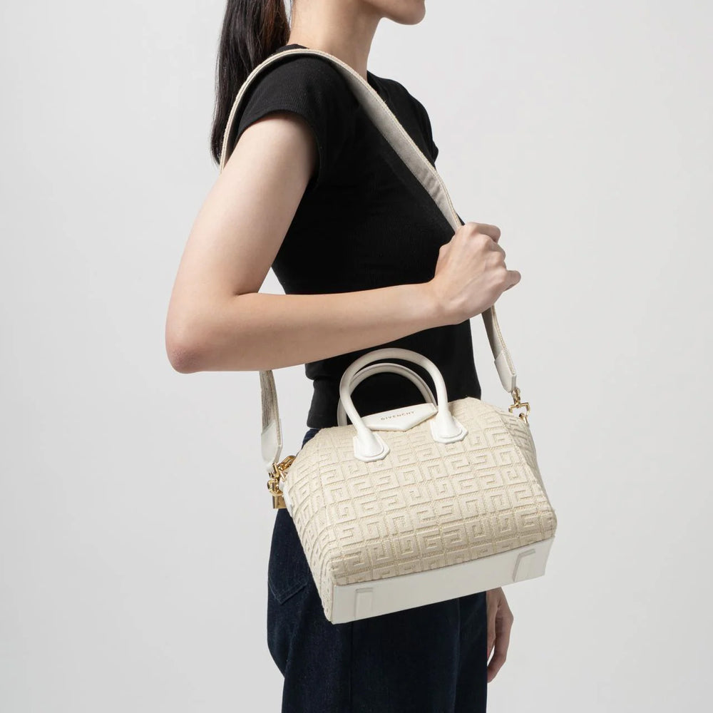 Givenchy Mini Antigona 4G Jute Handbag Ivory