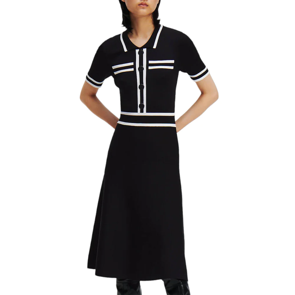 Karl Lagerfeld Polo Knit Dress Black