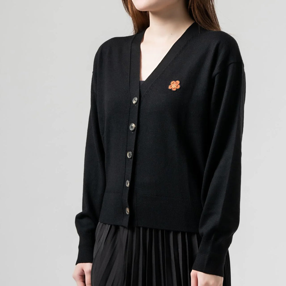 Boke Flower Cardigan Button Black