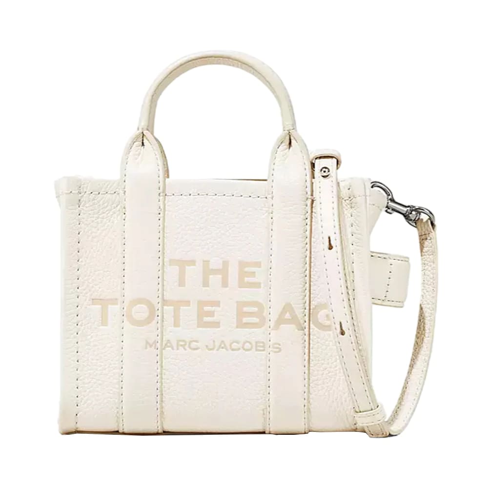 The Leather Micro Tote Bag Cotton Silver